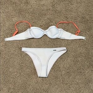 Triangl White and Orange Bathing Suit Set